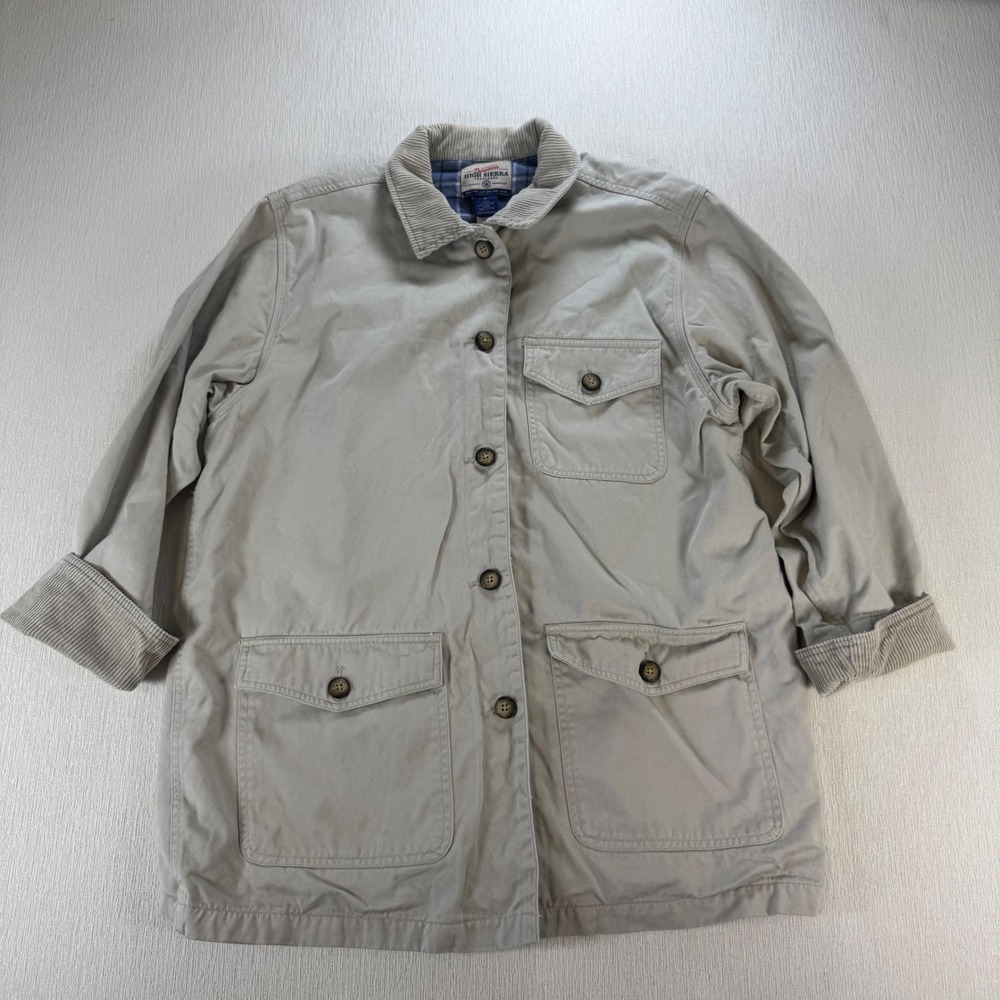 High Sierra Mens Khaki Cotton Flannel Lined Barn Coat Field Jacket Medium
